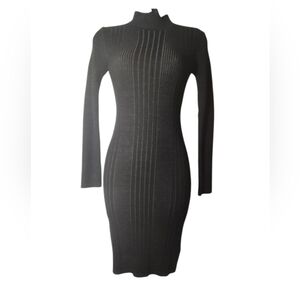 FRENCH CONNECTION Elegant Black Ribbed Knit Dress